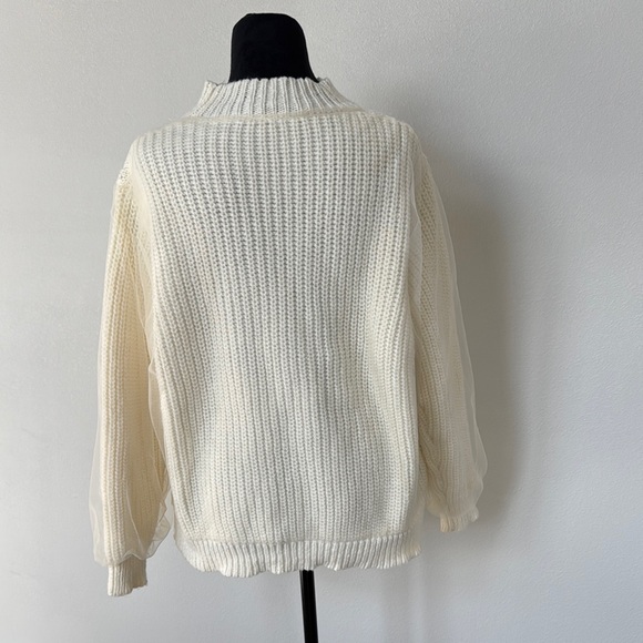 White Cowl Neck Cable Knit Sweater - Picture 3 of 8